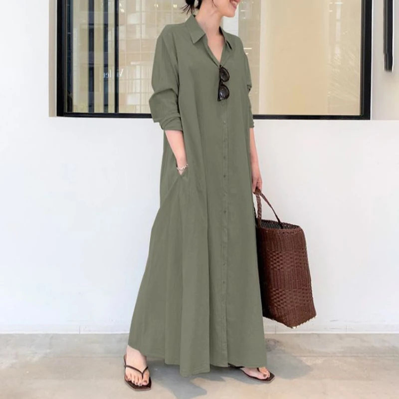 LONG-SLEEVE COTTON DRESS