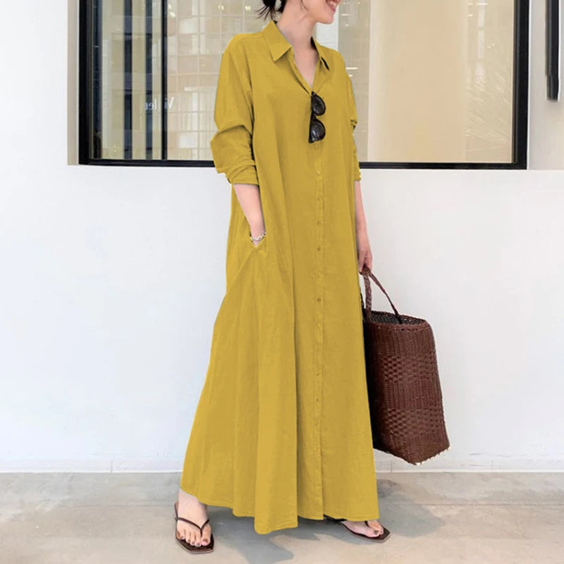 LONG-SLEEVE COTTON DRESS