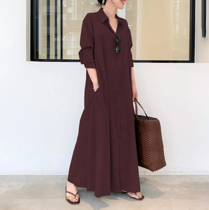 LONG-SLEEVE COTTON DRESS