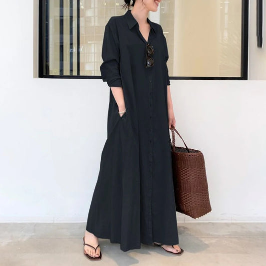 LONG-SLEEVE COTTON DRESS