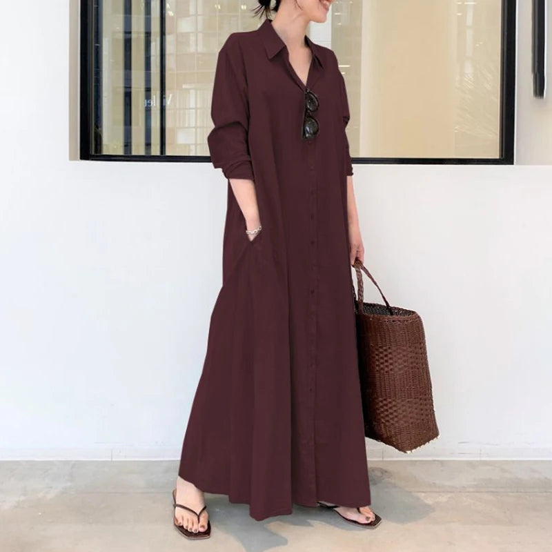 LONG-SLEEVE COTTON DRESS